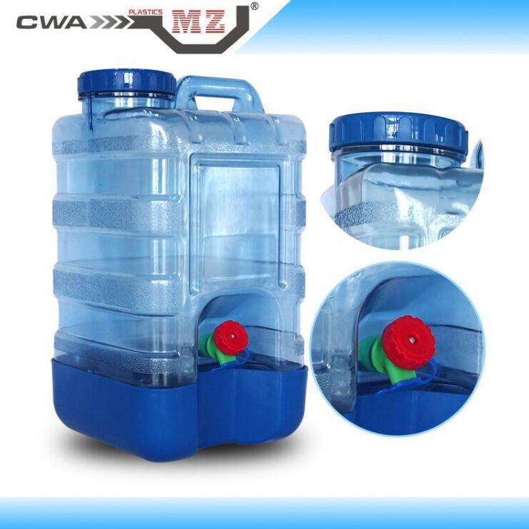 食品級(jí)塑料PC透明飲水桶大口帶水龍頭車(chē)載戶外15升儲(chǔ)水桶